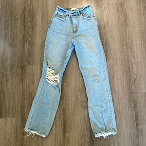Abercrombie Light Blue Distressed Straight Leg Jeans